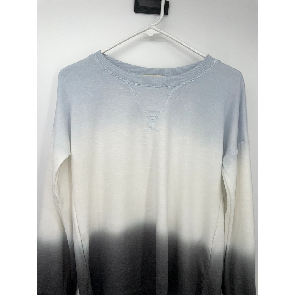 Knox Rose Womens XS Blue White Grey Ombre Long Sleeve Crew Neck Pullover Top - Picture 3 of 12